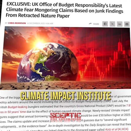 "A hard-Left climate science paper claimed climate change would cost $38 trillion per year by 2050. Now it's been retracted – but not before boffins at the OBR used the junk findings for climate fearmongering." @CMorrisonEsq on the Sceptic. To watch or listen to the whole episode, click on this link: https://buff.ly/5Tu2F6d | Toby Young