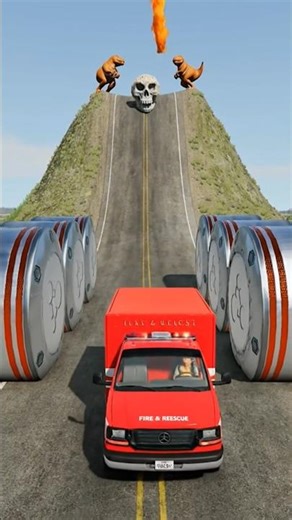 School Bus & Ambulance vs GIANT Hydraulic Crusher 😱 | BeamNG.drive