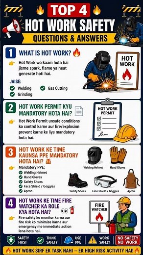 👉 Top 4 Hot Work Safety Questions & Answers 🔥 | PPE, Permit & Fire Safety Explained #shorts