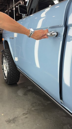 Vintage Modern Classic Ford Bronco in Vrittany Blue with Worn Denim Leather