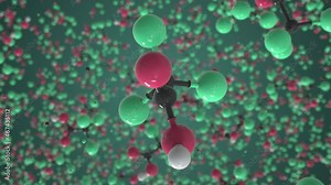 Trichloroacetic acid molecule, isolated molecular model. Looping 3D animation or motion background