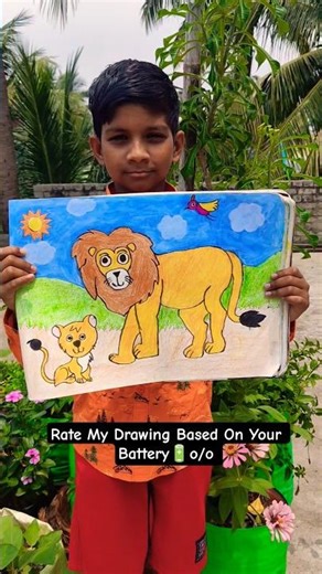 😍Cute Lion🦁 Cub Drawing ✍️With Oilpastels Colour#shorts#viral #trending