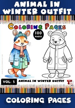 Winter Animal Coloring Sheets for Kids – 100 Pages: Vol. 3
