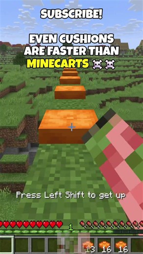 Cushions are faster than minecarts💀 #minecraft #minecraftupdate #mcpe