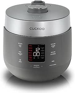 CUCKOO Twin Pressure Rice Cooker 10-Cup Uncooked / 20-Cup Cooked with Nonstick Inner Pot, Large Rice Maker & Warmer with 16 Menu Options, Open Cooking Mode, Voice Guide, Gray (CRP-ST1009FG)