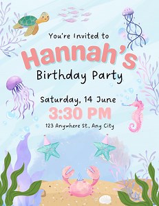 Under the Sea Birthday Invitation Template | Editable Ocean Party Invite (digital Download) - Etsy Canada