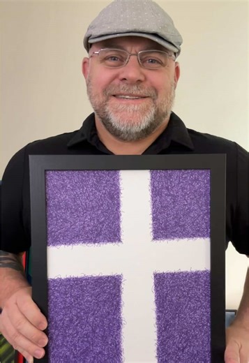 “Cross 191123” by Troy Thomas - This is a minimal-looking artwork where I only added ink to the outside of a cross design. #artwork