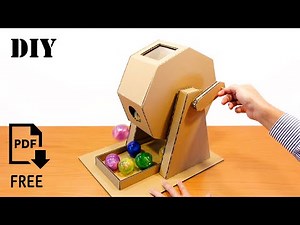 [ダンボール工作] ガラガラ・ガラポン抽選器の作り方、タイプ２（ガチャ玉、ガチャガチャバージョン） How to make a Lottery Machine Type2 Gacha Capsule