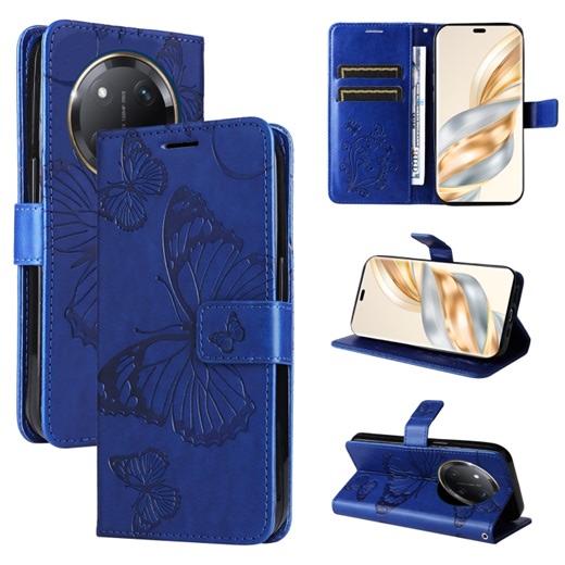 [$1.85] For Honor X9C 5G Global 3D Butterfly Embossed Pattern Flip Leather Phone Case(Blue)
