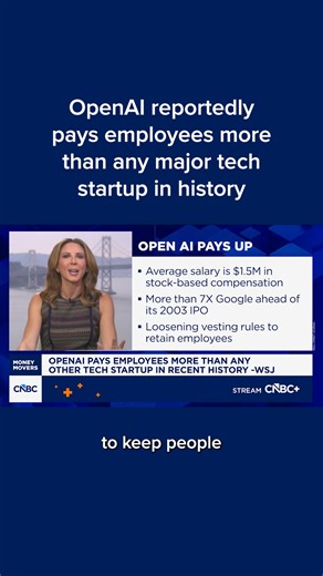 10K views · 84 reactions | OpenAI is paying employees more than any major tech startup in history, according to a recent report. CNBC's MacKenzie Sigalos reports on the latest in the AI talent wars. Watch more: cnb.cx/4q0x4HR | CNBC | Facebook