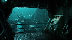 躲在偷渡轮船尾舱，看着船外漆黑的夜晚，狂风暴雨来袭，漂泊在陌生的海域，暴风雨助眠，雨声助眠，学习陪伴音