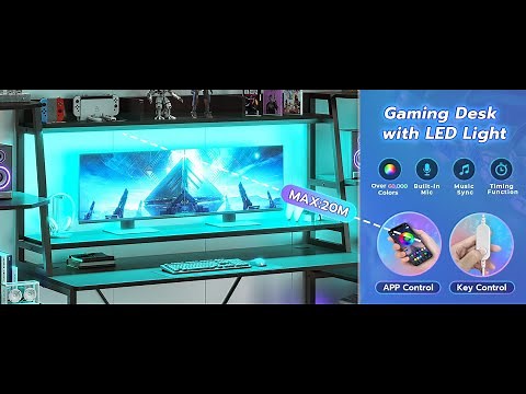 How to Install | SEDETA 78.8 Inch Gaming Desk with LED Lights Hutch Storage Shelves