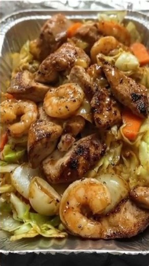 Hibachi Chicken & Shrimp Cabbage Bowl