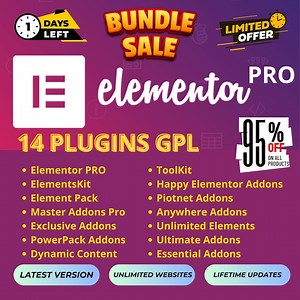 Elementor Pro GPL   Mega Bundle of 14 Elementor Add-on Plugins Lifetime Upgrades   2 Bonus Unlimited Downloads - Etsy Canada