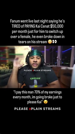 Fanum went live last night saying he's TIRED of PAYING Kai Cenat $50k a month 😡