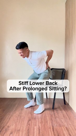 Do you have a stiff lower back after prolonged sitting? Try thins simple stretch ✅👍 — #backpain #backpainrelief #lowbackpain #physicaltherapy | Physical Therapy Session