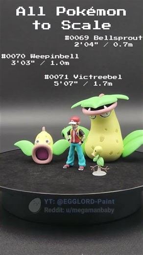 All Pokémon to Scale #0069 - #0071 (Bellsprout, Weepinbell, Victreebel)