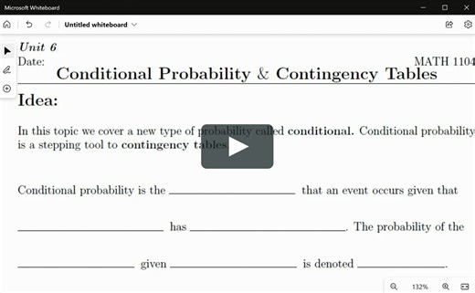 Intro Conditional Prob. Notation & Contingency Tables