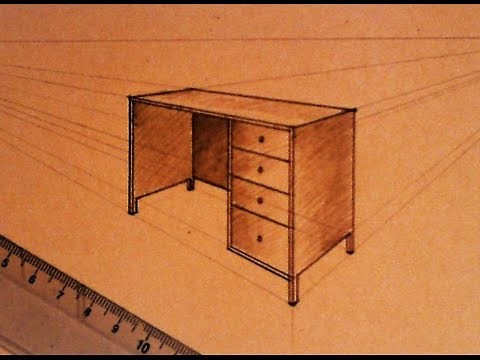 How to draw - two point perspective - office table