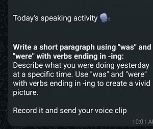 Write a short paragraph using "was" and "were" with verbs endin... | Filo
