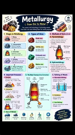 Metallurgy Explained in 60 Seconds| From Ore to Metal #Metallurgy #Chemistry #Shorts