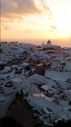 SANTORINI NIGHT SUNSET Oia Caldera #santorini #travel #drone #greece #duet #dronefootage #oia