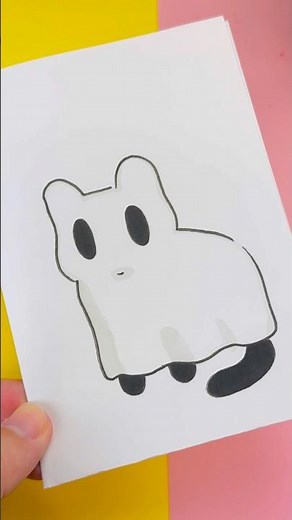 👻😺 Comment Dessiner un Chat Fantôme Kawaii ✨ Étape par Étape
