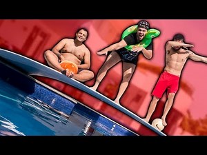DESAFIO ENTRAR NA BOIA PULANDO DA PISCINA!! DIVERSÃO NA PISCINA!!