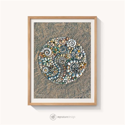 Flower Motifs With Natural Colorful Pebbles Poster, Beach Stones Mosaic Wall Art, Abstract Flower Design Print (digital Download) - Etsy