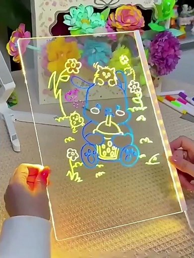 LED Note Board With Night Light Colorful 7 Pens