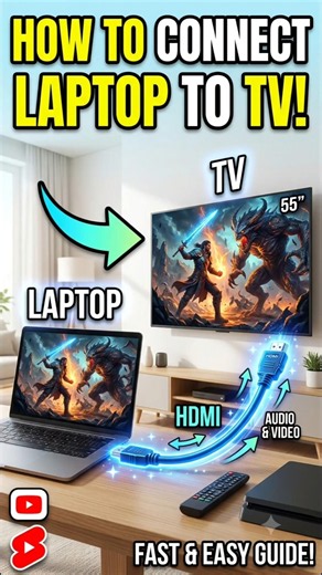 Laptop Ko Tv Se Connect Kare in Just 60 Sec.😱 #pctips #hdmi #laptop #tricks #tips
