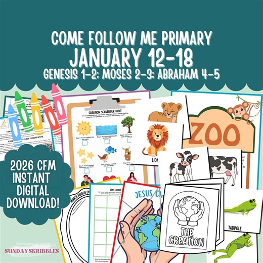 Primary January 12-18 Lesson Plan LDS Come Follow Me 2026 the Old Testament Jesus Created the Earth Printable Primary Ideas Genesis 1–2 - Etsy