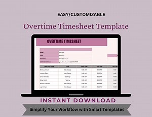 Overtime Timesheet Template for Google Sheets, Editable Digital Download, Easy-to-use Time Tracker - Etsy