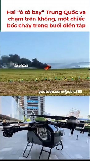 Two Chinese “flying cars” collide in mid-air, one catches fire during rehearsal