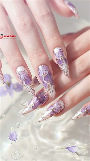 Purple Iris Stained Glass Press On Nails #nailart #naildesign #beauty #nailtutorial