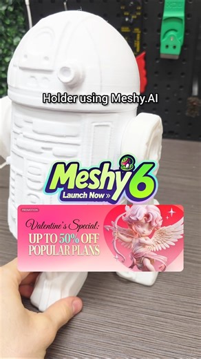 R2-D2 Amazon Holder #meshyai #shorts #3dprinting #Meshy6#SculptingLevelAI#MeshyAI #AI3D #CGartis