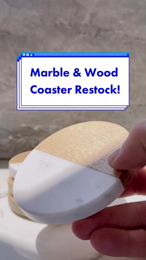 One of your favorite products are finally back! Check out our Marble and Wood Coasters on our website now. ShopKauri.com #homedecor #homedecorfinds️