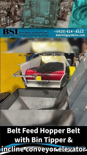 Belt Feed Hopper + Bin Tipper + Incline Conveyor Elevator