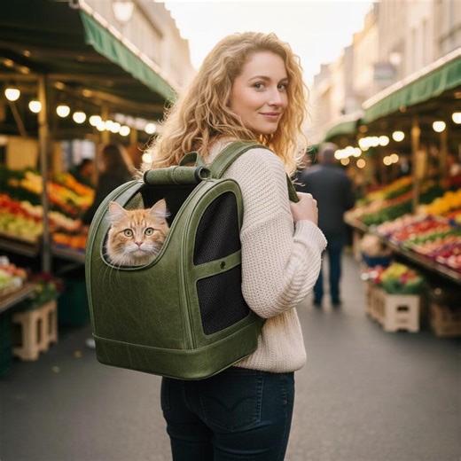 Green Genuine Leather Pet Backpack Carrier | Structured Travel Cat Backpack | Breathable Leather Animal Carrier | Hands Free Dog Pack - Etsy