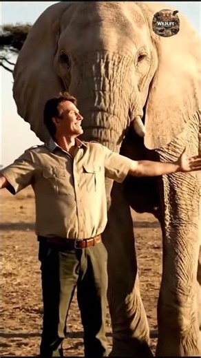 Albino Elephant Hugs His Human Friend 😢 Real Bond #wildlife #elephant