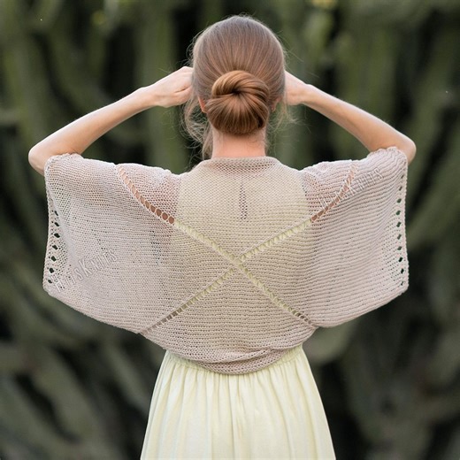 KNITTING PATTERN Summer Lace Cross Knit Shrug, Easy Row-by-row Tutorial, Women Open Cardigan - Cotton Bolero Wedding Cover up Bridal Jacket - Etsy