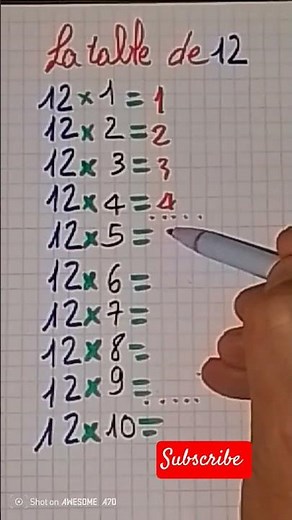 comment apprendre la table de 12?#la multiplication #vidéoshort