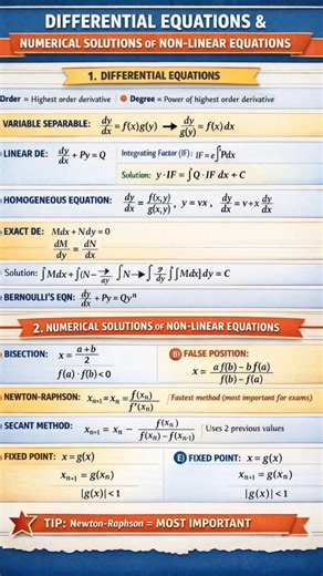 Engineering Maths Made Easy 🔥 Differential Equations + Numerical Methods (Full Formula Revision) 💯📘