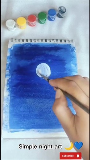Easy moon painting 🌙🎨 #shorts