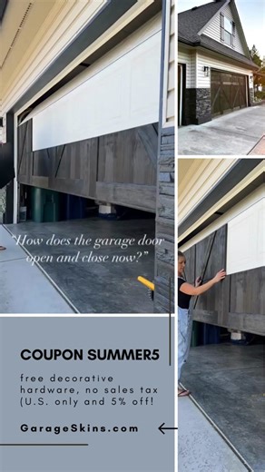 Lightweight, magnetic overlays install directly to your existing door, no tools necessary! Available in many styles and colors so you can enhance your home's exterior beauty. GarageSkins.com #invest #home #design #decor #wood #texture #character #unique #idea #garage