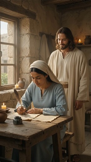 Jesus Encourages a Young Woman Writing Scripture | God's Word Is Our Light ✝️