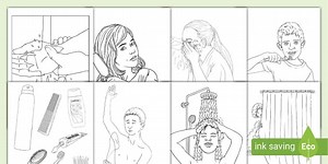Personal Hygiene Colouring Pages