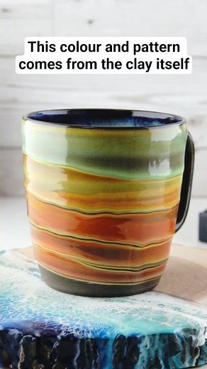 Adding a pattern using colourful liquid clay #ceramic