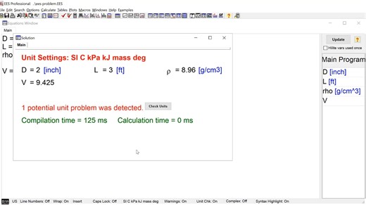 EES (Engineering Equation Solver) 基础教程：变量的单位设置与检查