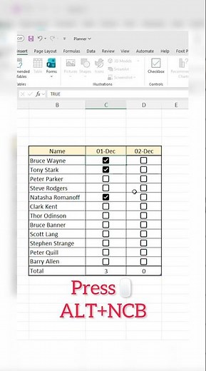ALT+NCB - Checkbox Shortcut☑️#shorts#exceltips #excel #tips #viral